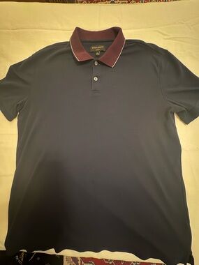 Banana Republic Navy Polo with Burgundy Trim